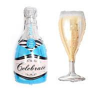 ballonfritz® Lot de ballons de champagne et verre - Ballon XXL bleu comme décoration de mariage, cadeau de fête ou surprise pour la prise de champagne