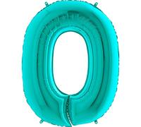 Ballonim Ballon en forme de chiffre 0 à 9, 100 cm, bleu, turquoise, menthe, taille XXL, (nombre 0)