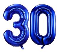 Ballons Anniversaire 30 Bleu Foncé, Foil Ballon Numéro Chiffre 30, 101cm Bleu Hélium Ballon 30. Anniversaire, Décoration Ballons 30 Ans pour Homme femme Anniversaires Fête Deco, Gonflable Hélium