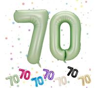 Ballons Anniversaire 70 Vert Sauge, Foil Ballon Numéro Chiffre 70, 101cm Vert Hélium Ballon 70. Anniversaire, Décoration Ballons 70 Ans pour Homme femme Anniversaires Fête Deco, Gonflable Hélium