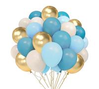 Ballons Anniversaire Bleu Sable Blanc Or, 52 Pièces Ballon Bleu Blanc Doré, Ballons De Bleu Marine Macaron Confettis Métallisé Or pour Graduation Garçon Homme Anniversaire Mariage Baptême Baby Shower