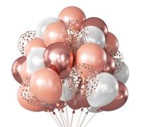 Ballons Anniversaire Rose Gold Kit, 68 Pièces Heilum Ballon Rose Gold Blanc, Rosegold Confettis Ballon Gonflable, Ballons de Baudruche pour Decoration Anniversaire Fille Femme EVJF Mariage Bapteme