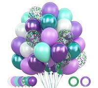 Ballons Anniversaire Sirène, 62 Pièces Ballons Violet Vert, Ballon Kpop Violet Vert, Helium Ballons Métallisés et Confettis pour Decoration Anniversaire Sirène Kpop Gender Reveal Mariage Baby Shower
