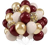 Ballons Bordeaux Beige Or, 60 Pièces Ballons Bourgogne Beige Or Confettis