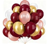 Ballons Bordeaux Or, 60 Pièces Latex Ballon Mariage Vin Rouge Or Rose Blanc