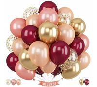 Ballons bordeaux or rose 30,5 cm or rose bordeaux champagne métallisé doré confettis ballons décoratifs pour fête d'anniversaire fille femme fiançailles mariage fête nuptiale décorations