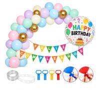 Ballons d'anniversaire, guirlande et arc pour ballons - Kit de décoration d'anniversaire en plusieurs motifs