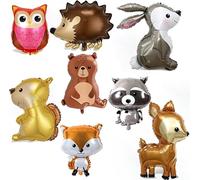 Ballons de Baudruche Animaux de la Forêt, 8 Pièces Ballons en Forme de Tête d'animal Décorations d'Anniversaire, Ballon en Aluminium Décoration d'anniversaire pour Fête sur le Thème des Animaux Jungle