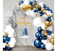 Ballons de décoration d'anniversaire pour adulte, décoration de fête pour enfant, bleu et doré, décoration d'anniversaire pour homme, décoration d'anniversaire pour minins