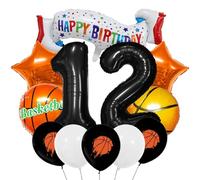 Ballons de décoration de fête pour les 12 ans - Ballons en latex Mylar pour 12e anniversaire - Noir - Numéro 12
