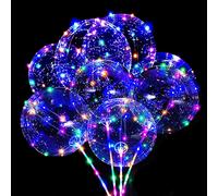 Ballons de fête lumineux LED colorés avec poignée de bâton, ballons Bobo transparents de 20 pouces pour décorations de fête d'anniversaire, 5/15 pièces ÉMERAUDE