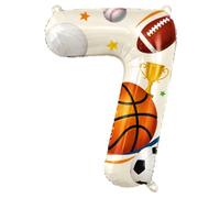 Ballons de sport en forme de chiffre 7 pour décorations de fête | Décorations de fête de football, ballons d'anniversaire en aluminium en forme de chiffre 7, panneau de décoration de fête sur