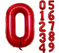 Ballons en aluminium à chiffres rouges de 32 pouces, pour décor de fête d'anniversaire, grand ensemble de décoration d'arrière-plan de Photo de célébration de famille RoseRed 0