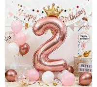 Ballons en aluminium avec chiffres numériques, couronne en or Rose de 32 pouces, décoration princesse d'anniversaire, fête de mariage, noël, 1 pièce QQPJ003-(7)