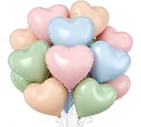 Ballons en aluminium en forme de cœur vert, bleu clair, rose clair, 45 cm, en forme de cœur, caramel, vert, bleu, rose, pour mariage, anniversaire, fiançailles, Saint-Valentin
