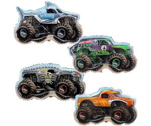 Ballons en aluminium Monster Jam, lot de 4, 85-86 cm, à valve auto-étanche