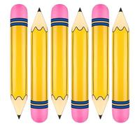Ballons en forme de crayon (lot de 6) ballons en PVC en forme crayon géant jaune 68 cm décoration gonflable pour la rentrée scolaire la remise des diplômes ou comme accessoire photo.