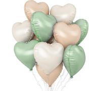 Ballons en forme de cœur, en aluminium, assortiment varié, mélange de vert crème, 18 pouces, lot de 20