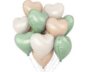Ballons en forme de cœur, en aluminium, assortiment varié, mélange de vert crème, 18 pouces, lot de 20