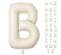 Ballons en forme de lettre de l'alphabet B de 101,6 cm, beige - Grand nom gonflable - Décoration de fête d'anniversaire en Mylar à l'hélium personnalisé pour femme