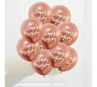 Ballons gonflables de décoration de fêtes 'Joyeux Anniversaire' pour enfant, ballon en latex rose et or, chrome et métallique, métal, décor de célébration de 1 à 30 ans, 12 pouces, 10 pièces B06-10Pcs