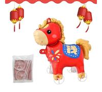 Ballons gonflables en forme d'animal avec roues | 2026 en forme de cheval - pour festival du printemps, vacances, fête d'anniversaire, célébration pour adultes, cour, terrasse, jardin, maison