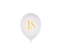 Ballons gonflables - Joyeux Anniversaire - 18 ans - 8 ballons - Blanc/or - 23 cm