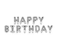 Ballons joyeux anniversaire 16 pouces |Paquet de 10 ballons en aluminium avec lettres pour décoration de fête/mariage/maison |Design métallique pour des thèmes attrayants (Silver)