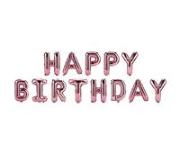 Ballons joyeux anniversaire 16 pouces |Paquet de 10 ballons en aluminium avec lettres pour décoration de fête/mariage/maison |Design métallique pour des thèmes attrayants (candy pink)