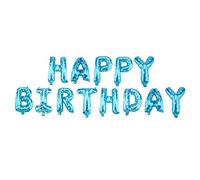 Ballons joyeux anniversaire 16 pouces |Paquet de 10 ballons en aluminium avec lettres pour décoration de fête/mariage/maison |Design métallique pour des thèmes attrayants (five star blue)