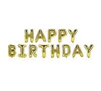 Ballons joyeux anniversaire 16 pouces |Paquet de 10 ballons en aluminium avec lettres pour décoration de fête/mariage/maison |Design métallique pour des thèmes attrayants (Gold)