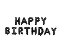 Ballons joyeux anniversaire 16 pouces |Paquet de 10 ballons en aluminium avec lettres pour décoration de fête/mariage/maison |Design métallique pour des thèmes attrayants (Black)