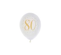 Ballons - Joyeux Anniversaire - 80 ans - Blanc/or - Gonflables - 23 cm
