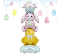 Ballons Lapin - Ballons Pâques Aluminium | Décorations Poule & Lapin Géant | Autoportant, Réutilisable pour Intérieur Et Extérieur Printemps, Jardin, Fête
