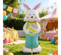 Ballons Lapin De Pâques, 59 Inch Grands Ballons Lapin De Pâques Aluminium, Animaux Mignons Debout Ballon Lapins Avec Socle, Gonflable Lapins Cartoon Ballon Décorations Pâque, Pour Fête Fournitures