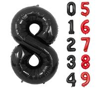 Ballons Numéro, 40 Pouces Noir Hélium Mylar Ballons Ballon Anniversaire 8 an pour Enfant Garçon Fille Décorations de Fêtes D'anniversaires (chiffre 8)