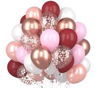 Ballons Or Rose Vin Rouge, 60 Pièces Bordeaux Anniversaire Confettis Helium Ballon, Or Rose Pink Latex Ballon, Or Rose Vin Rouge Ballons Anniversaire Mariage Baby Shower Décoration de Fête
