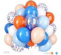 Ballons orange et bleus, ensemble de ballons de 30 cm bleu, orange et blanc avec ballons confettis pour anniversaires, diplômes et fiançailles pour enfants A3-QQ