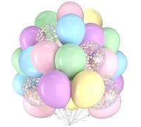 Ballons Pastel, 60 Pièces Latex Ballons Couleurs Pastel Anniversaire, Rose Vert Bleu Violet Hélium Ballon pour Femmes Garçons Filles Anniversaire Mariage Baptême Douche Baby Shower Fête Décorations