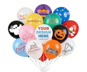 Ballons personnalisés avec logo/texte, lot de 100/200/500 pcs en latex pour hélium, décoration d'anniversaire, mariage, baby shower et anniv. mariage (500)