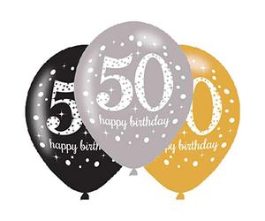 BALLOON pk6 27cm Age 50 Sparkl