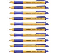 STABILO Stylo bille pointball – Lot de 10 rechargeables, rétractables avec clip Bleu