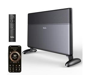 Ballu Radiateur Electrique Inertie 1500W Convecteur Electrique Mobile Connecté Wi-Fi,App & Télécommande,Chauffage Electrique sur Pied & Mural pour Maison, Salle de Bain,Thermostat, Roulettes,Noir