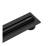 BALNEO Caniveau de Douche 70cm Noir en Acier Inoxydable - Panneau Étroit 14mm, Ensemble Complet, Bas 57mm, Slim & Low Proline