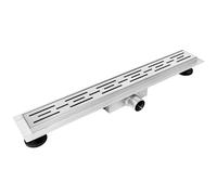 BALNEO Caniveau de Douche 80 en Acier Inoxydable, Bas 52mm, Ensemble Complet avec Grand Tamis pour la Salle de Bain, Décor Next Stripes