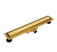 BALNEO Caniveau de Douche, Caniveau de Douche 60 Gold, Siphon de Sol en Acier Inoxydable, Bas 52mm, avec Grand Tamis, Deux Côtés avec Panneau ou sous Plaque, Duplex Next 2en1