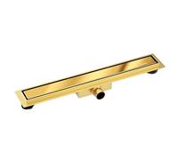 Balneo Caniveau de Douche Duplex Next Double Face - Panneau 2en1 - Grand Bac de Décantation - Facile à Installer - pour Carrelage ou Marbre - 7x100x5,2 cm - Imitation Miroir Or