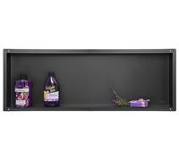 Balneo Wall-Box NO Rim Niche de Douche Murale Noire en Acier Inoxydable 90x30x7cm Niche de Douche Étanche, Installation de Niche Flexible, Niche pour Ustensiles de Salle de Bain, sous Le Carrelage