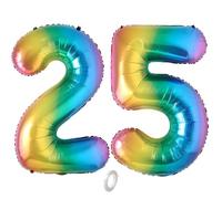 Balorise 40 Pouces Aluminium Ballon Géant Arc-en-ciel Chiffre 25/52, Gonflable Hélium, Grand Numéro 0-9, 10-100 (101cm), Décoration de Foil Ballons pour Fête d'anniversaire et Mariage