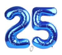 Balorise 40 Pouces Aluminium Ballon Géant Bleu Chiffre 25/52, Gonflable Hélium, Grand Numéro 0-9, 10-100 (101cm), Décoration de Foil Ballons pour Fête d'anniversaire et Mariage
